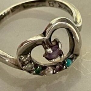 Lenox heart shaped ring-Size 7.5-Various color stones